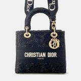 DiorBlack/White Canvas Lady D-LITE Medium Handbag