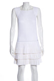 Chanel White Pleated Knit Dress SZ 38