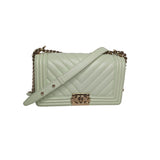 Chanel bag Caviar Chevron Quilted Medium Boy Flap Light Green