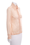 Chanel Nude Long Sleeve Button Up Blouse SZ 38