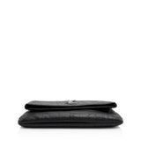Saint Laurent Croc Embossed Leather West Hollywood Fold Over Clutch
