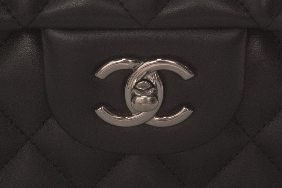 Chanel Black Jumbo Lambskin Double SHW  Handbag