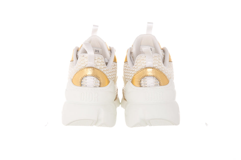 Christian Dior White & Gold D-Connect Sneakers SZ 35