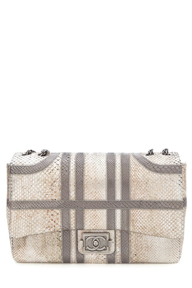 Chanel Gold & Gray Python 2012 Handbag