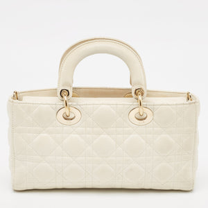 Dior Off White Cannage Leather Medium Lady D-Joy Tote