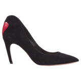 Dior Dioramour Leather Heart Suede Curved Heeled Pumps