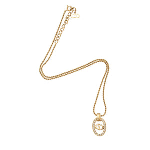 Dior Vintage Crystal CD Oval Necklace