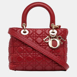 Red Medium Calfskin Cannage Supple Lady Dior