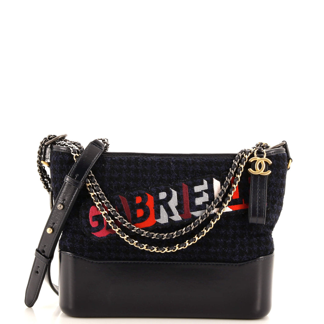 CHANEL Gabrielle Logo Hobo Tweed and Calfskin Medium