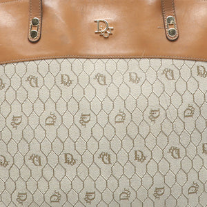 Dior Beige/brown Honeycomb Coated Canvas And Leather Vintage Tote