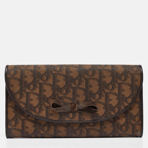 Dark Brown Diorissimo Coated Canvas Vintage Bow Continental Wallet