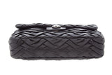 Chanel 2008 Black Lambskin Pleated Leather Single Flap Handbag