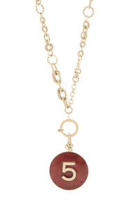 Chanel No.5  Gold & Red Enamel Pendant Necklace