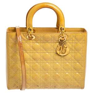 Dior Cannage Patent Leather Large Lady Dior Tote