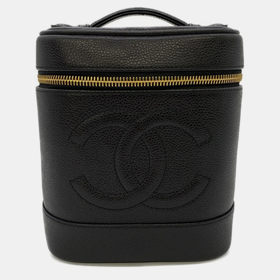 Black Leather Vanity Case Clutch