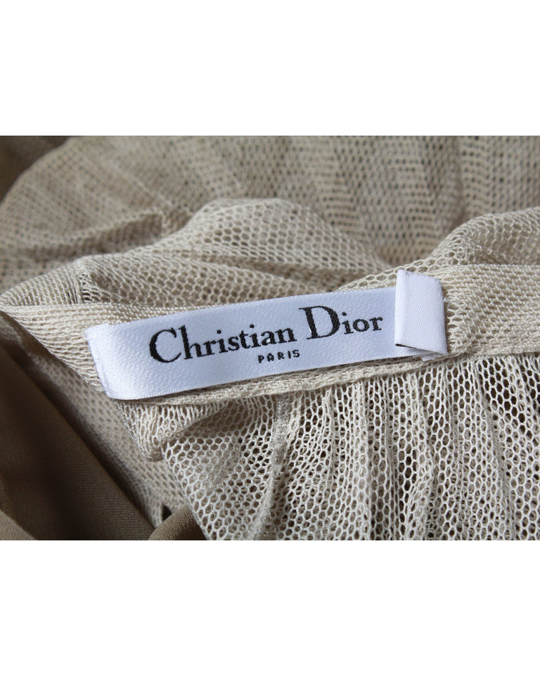 Dior Pleated Gradient Maxi Skirt in Beige Silk & Tulle