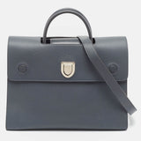 Dark Grey Leather Large Diorever Top Handle Bag