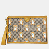 Beige Leather Clutch Bag