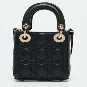 Dior Black Cannage Leather Micro Lady Dior Tote