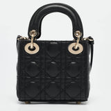 Dior Black Cannage Leather Micro Lady Dior Tote