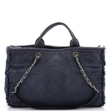 CHANEL Double Face Deauville Tote Fringe Quilted Canvas Large