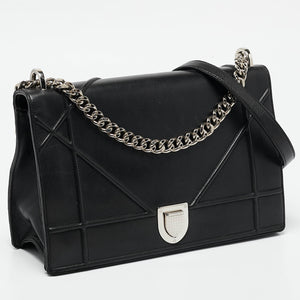 Dior Black Leather Large Diorama Flap Shoulder Bag