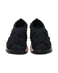 Dior Fusion Embellished Slip-On Sneakers in Navy Blue Mesh