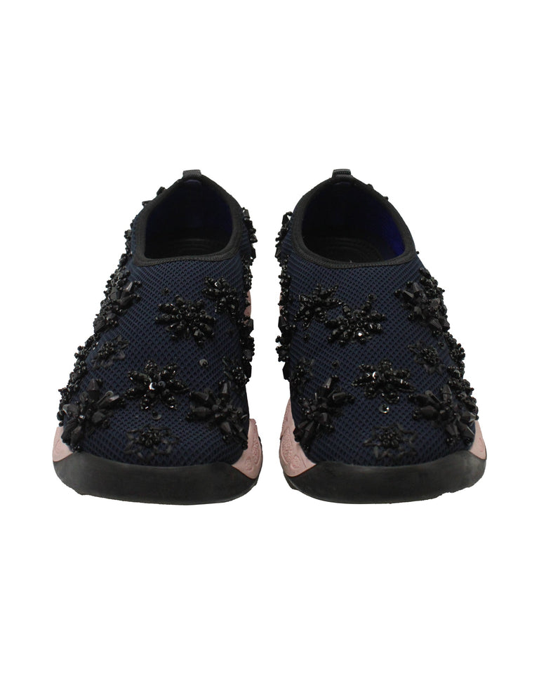 Dior Fusion Embellished Slip-On Sneakers in Navy Blue Mesh