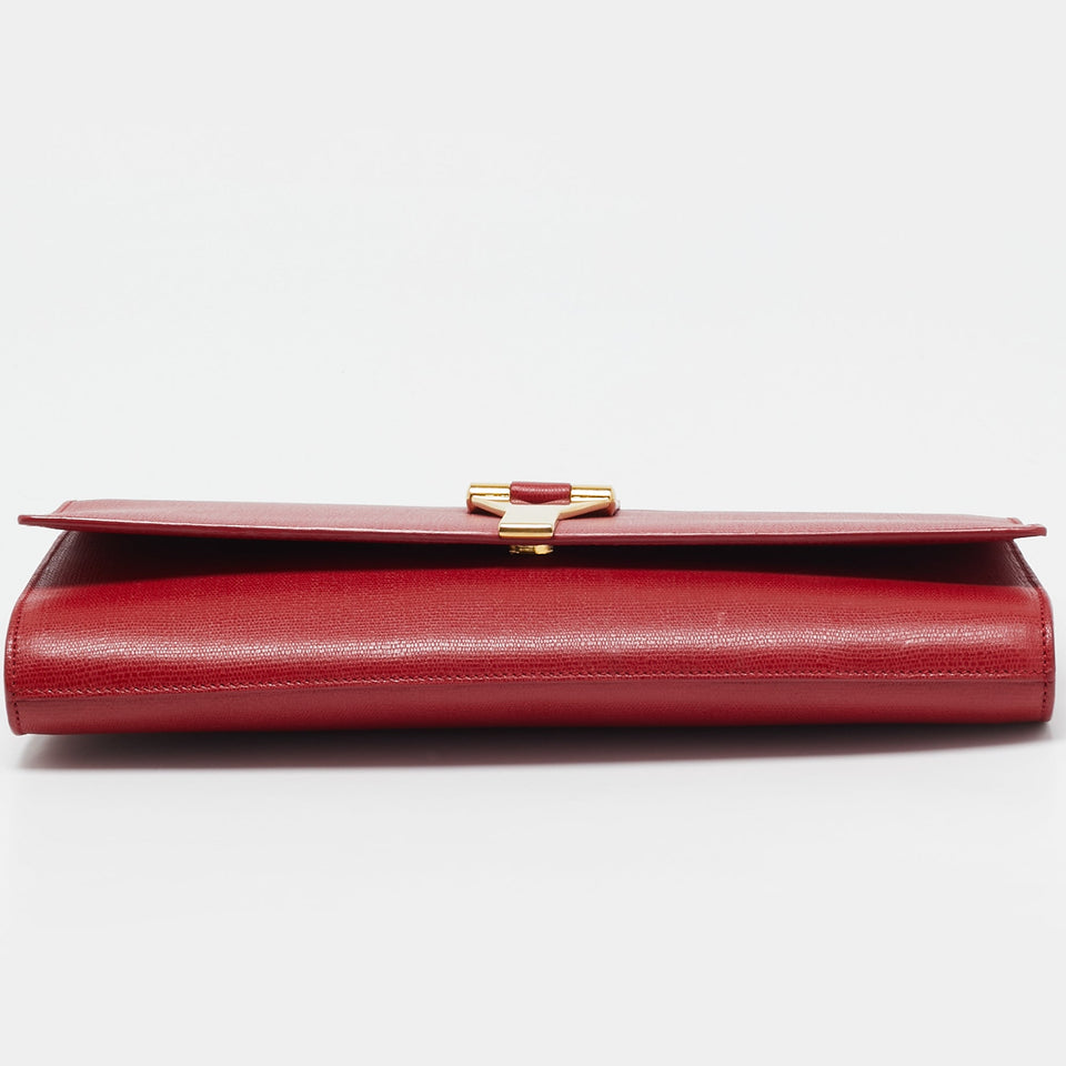 Saint Laurent Red Leather Ligne Y Clutch