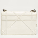 Dior White Crinkled Patent Leather Medium Diorama Shoulder Bag