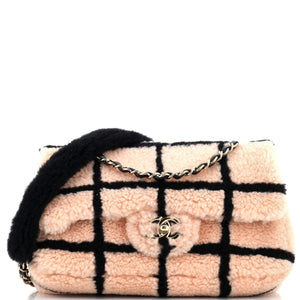 CHANEL CC Flap Bag Square Printed Shearling Large