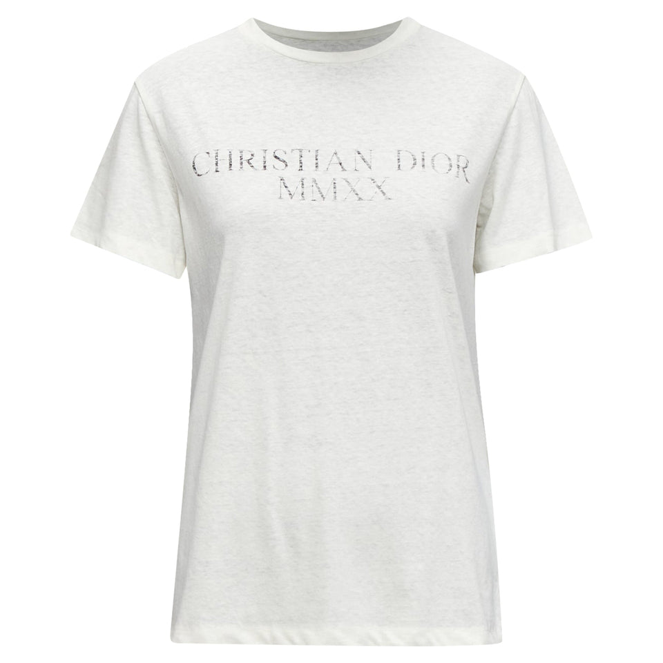 Dior MMXX Together Apart Print Washed Cotton Linen Sleeve Tshirt