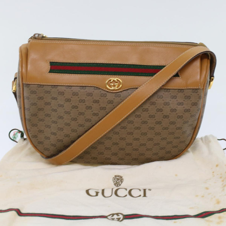 GUCCI Micro GG Canvas Web Sherry Line Shoulder Bag Beige Red Green  ep1231