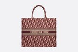 Christian Dior Book Tote Burgundy Christian Dior Oblique Embroidery