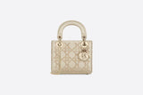 Mini Lady Christian Dior Bag Metallic Cannage Calfskin with Platinum Beaded Embroidery