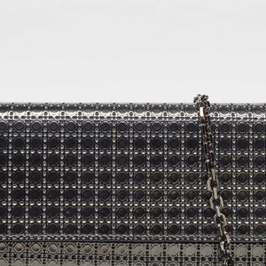 Dior Metallic Patent Leather Micro Cannage Croisiere Wallet On Chain