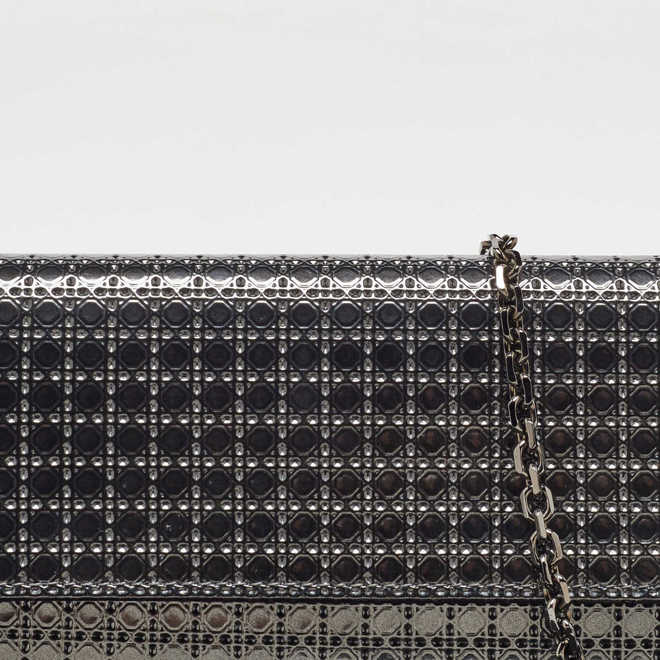 Dior Metallic Patent Leather Micro Cannage Croisiere Wallet On Chain