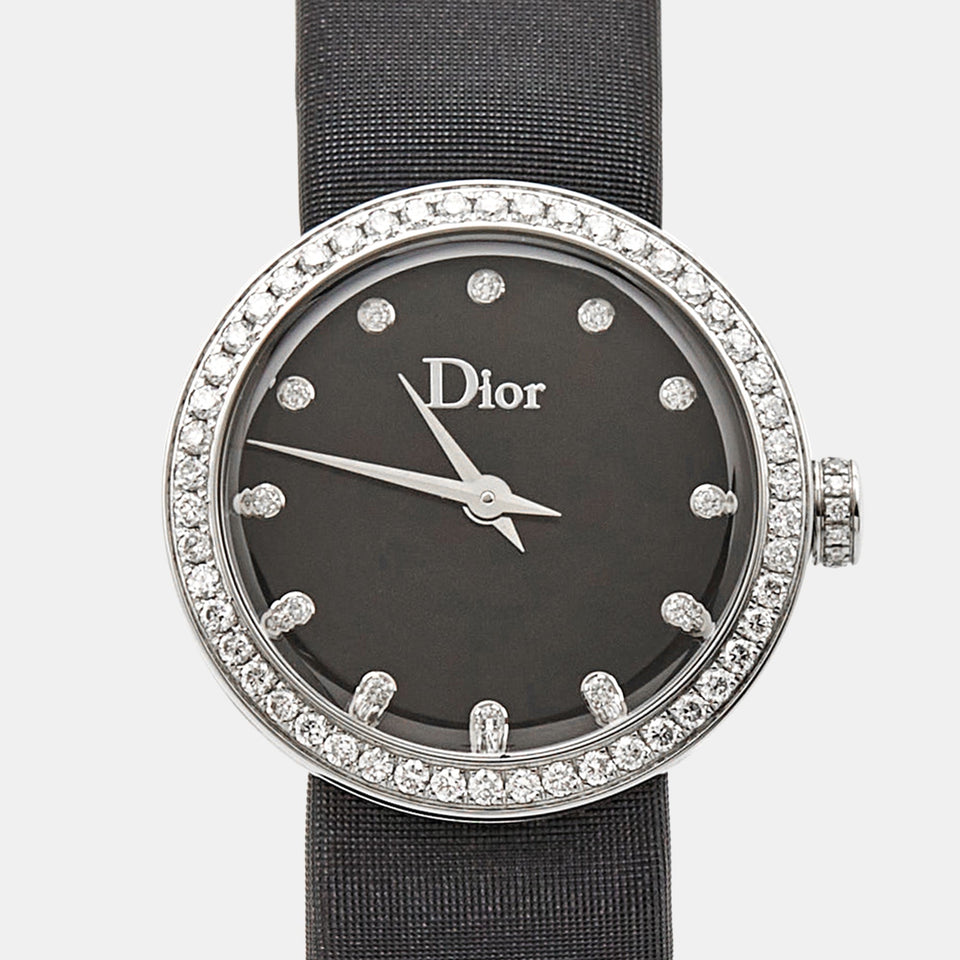 Dior Black Stainless Steel Diamond Satin La D De Dior Cd043114A002 Women Wristwatch 25 Mm