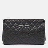 Black Caviar Leather CC Frame Clutch