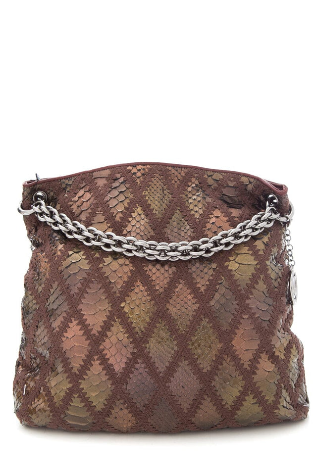 Chanel Purple Snakeskin Shimmer Hobo Handbag