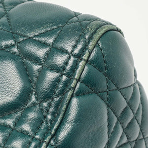 Dior Green Cannage Leather Medium Lady Dior Tote