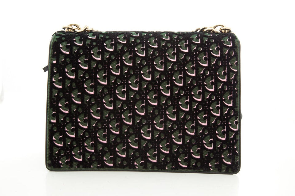 Diorama Green & Pink Velvet Oblique Handbag