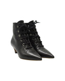 Dior Lace-Up Pointed-Toe Ankle Boots in Black Leather