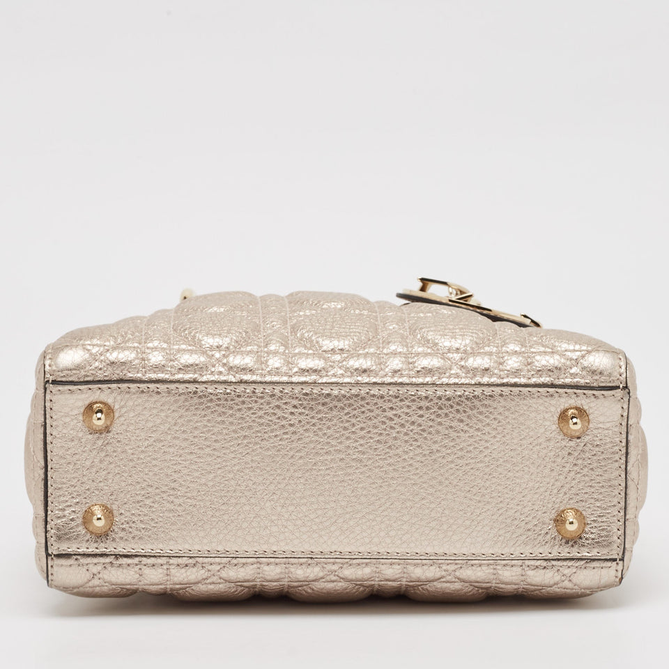 Dior Rose Gold Cannage Leather Small Soft Lady Dior Tote
