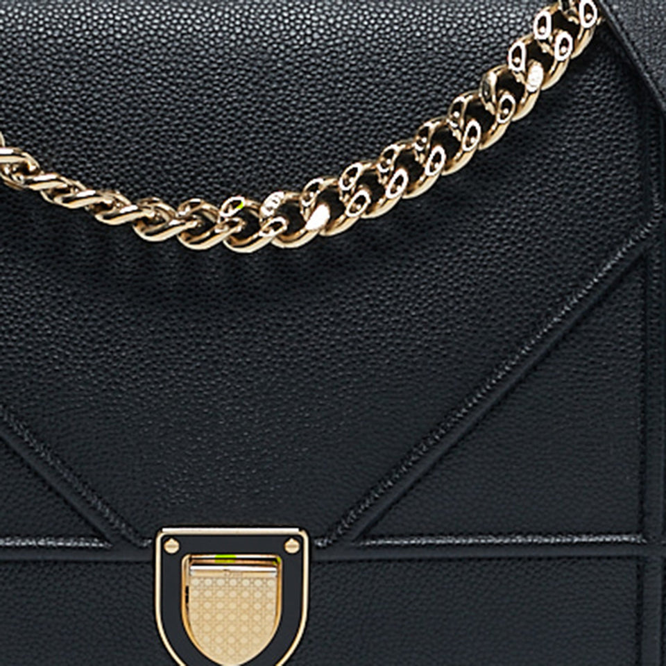 Dior Black Leather Large Diorama Flap Shoulder Bag