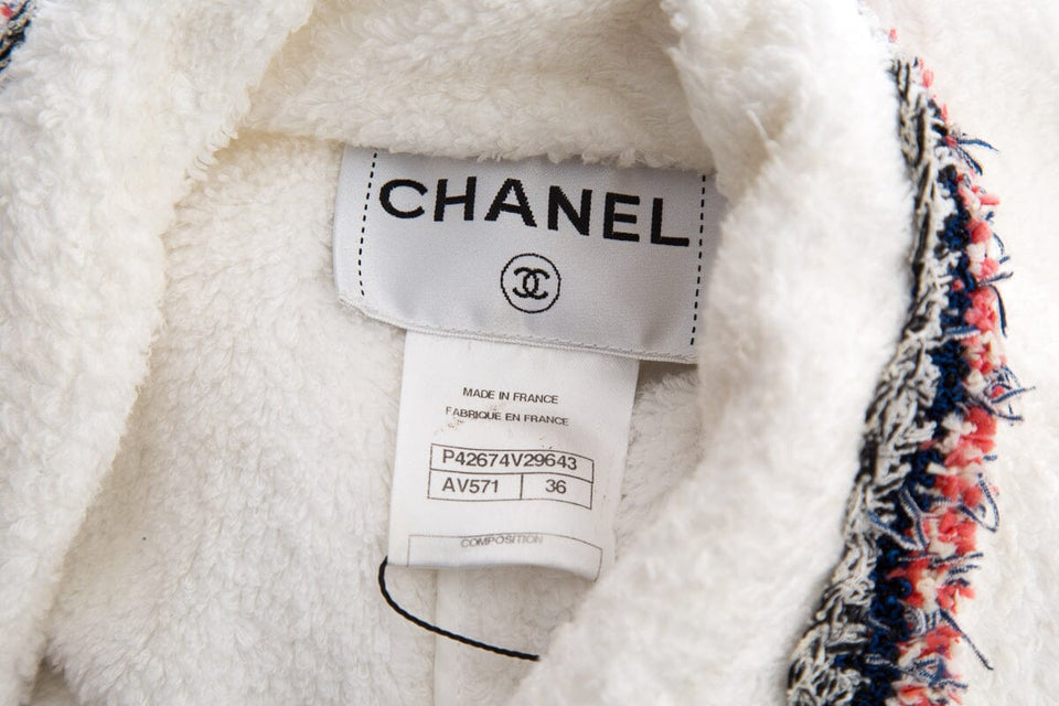 Chanel White Terry Cloth Jacket SZ 36