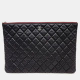 Black Caviar Leather Large Clutch Bag