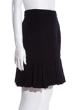 Chanel Black Tweed Pleated Bottom Skirt SZ 34
