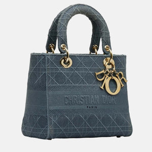CHRISTIAN DIOR Grey Medium Cannage Lady D-Lite Bag