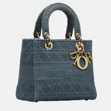 CHRISTIAN DIOR Grey Medium Cannage Lady D-Lite Bag